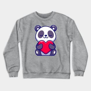 Cute Panda Holding Heart Cartoon Crewneck Sweatshirt